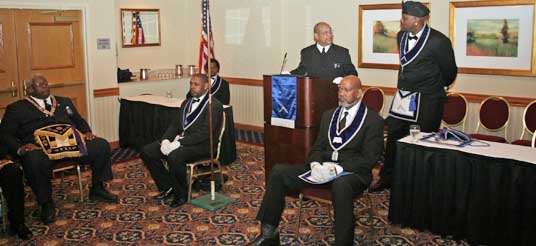 men in Masonic lodge