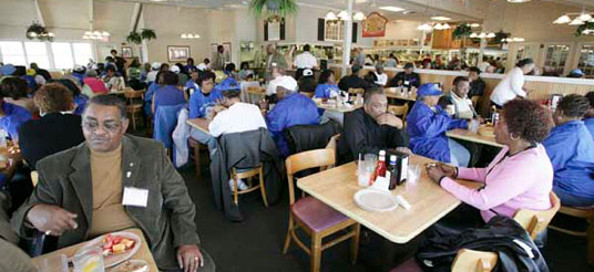 people eating in a restaurant